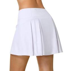 beroy Damen Tennisrock mit Shorts High Waist Plissiert Sportrock Minirock Golfrock Modisch Sommerrock Laufenrock Weiß XL von beroy