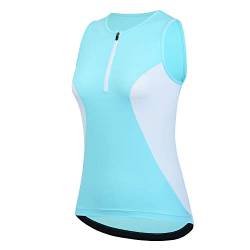 beroy Tri Suit Damen Tri Tank Top Triathlon Anzug Top Radfahren Trikots, 857 Blau + Weiß, X-Large von beroy