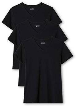 berydale Damen T-Shirt Bd158, Schwarz - 3er Pack, XL von berydale