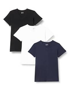 berydale Damen T-Shirt Bd158, Weiß/Dunkelblau/Schwarz - 3er Pack, L von berydale