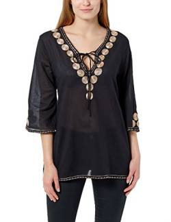 berydale Tunika Bluse mit Stickerei, Damen, Schwarz/ Gold, S von berydale