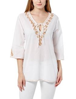 berydale Tunika Bluse mit Stickerei, Damen, Weiß/Gold, M von berydale