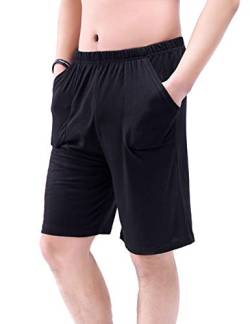 Herren Oversize Schlafanzughose Hose Shorts kurz Freizeit Short Badeshorts Pyjama Hose Modal unterwäsche Elastik-Bund Nachtwäsche besbomig 5XL=Tag 7XL Schwarz von besbomig