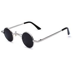 besbomig Retro Kleine Runde Sonnenbrille Herren Vintage Hippie Sonnenbrille Damen Rund Steampunk Sonnenbrille Polarisiert UV400 Schutz Sonnenbrillen von besbomig