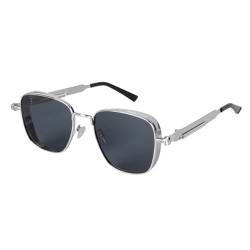 besbomig Vintage Quadratisch Sonnenbrille Polarisiert für Damen Herren, Retro Steampunk Sonnenbrille Eckig UV400 Schutz Quadrat Sonnenbrillen von besbomig
