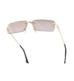 besbomig Vintage Rechteckige Randlose Sonnenbrille für Damen und Herren - Mode Retro Rahmenlose Sonnenbrille mit UV Schutz Rave Brille Sonnenbrillen von besbomig