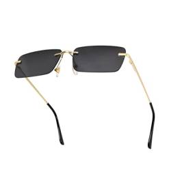 besbomig Vintage Rechteckige Randlose Sonnenbrille für Damen und Herren - Mode Retro Rahmenlose Sonnenbrille mit UV Schutz Rave Brille Sonnenbrillen von besbomig