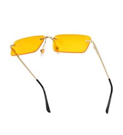 besbomig Vintage Rechteckige Randlose Sonnenbrille für Damen und Herren - Mode Retro Rahmenlose Sonnenbrille mit UV Schutz Rave Brille Sonnenbrillen von besbomig