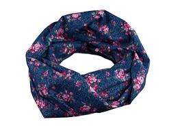 bettina bruder - Damen-Loop Schlauchschal Blumen Rosen blau silber rosa bunt - 100% Baumwolle von bettina bruder