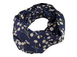 bettina bruder - Damen-Loop Schlauchschal Kamille Blumen nachtblau weiß gelb - 100% Baumwolle von bettina bruder
