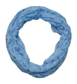 beybey® Anker Marine Damen Seide Loop Schal in tollen Farben - ein Seidenschal zum Verlieben (blau) von beybey
