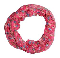 beybey® Damen Seide Loop Schal mit Blumenmuster - wunderschön und fein - Seidenschal - Loop Schal Damen - Schlauchschal Damen (pink) von beybey