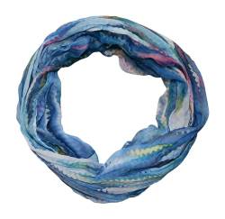 beybey® feiner Batik Damen Seide Loop Schal in unwiderstehlichen Farben - hochwertiger Seidenschal - Schweizer Alpen (blau) von beybey