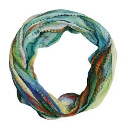 beybey® feiner Batik Damen Seide Loop Schal in unwiderstehlichen Farben - hochwertiger Seidenschal - Schweizer Alpen (grün) von beybey