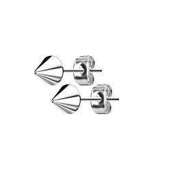 beyoutifulthings 1 Paar Damen Ohr-ringe Kegel-Spike Ohringe Ohr-stecker Edelstahl Silber 4mm von beyoutifulthings