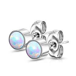 beyoutifulthings 1 Paar Damen Ohr-ringe Opal-Design Rund OhringeOhr-stecker Edelstahl Opal Weiß 4mm von beyoutifulthings
