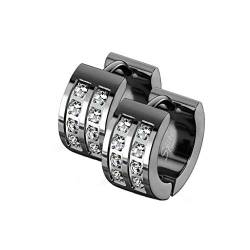 beyoutifulthings 1 Paar Damen Ohringe CREOLE 8 Zirkonia Clear Ohr-ringe Ohr-stecker Chirurgenstahl Schwarz 7mm von beyoutifulthings