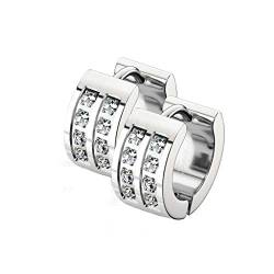 beyoutifulthings 1 Paar Damen Ohringe CREOLE 8 Zirkonia Clear Ohr-ringe Ohr-stecker Chirurgenstahl Silber 7mm von beyoutifulthings