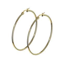 beyoutifulthings 1 Paar Damen Ohringe CREOLEN Ohr-ringe Ohr-stecker Chirurgenstahl Gold 55mm von beyoutifulthings