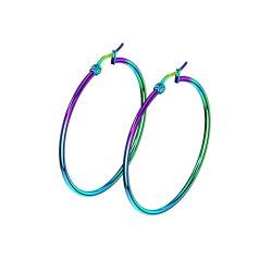 beyoutifulthings 1 Paar Damen Ohringe CREOLEN Ohr-ringe Ohr-stecker Chirurgenstahl Regenbogen 45mm von beyoutifulthings