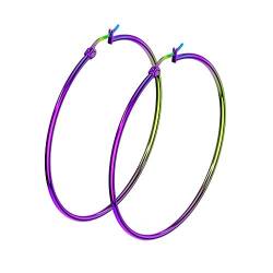 beyoutifulthings 1 Paar Damen Ohringe CREOLEN Ohr-ringe Ohr-stecker Chirurgenstahl Regenbogen 60mm von beyoutifulthings