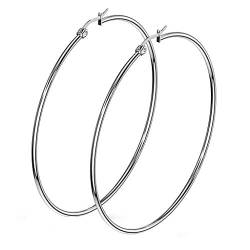 beyoutifulthings 1 Paar Damen Ohringe CREOLEN Ohr-ringe Ohr-stecker Chirurgenstahl Silber 75mm von beyoutifulthings