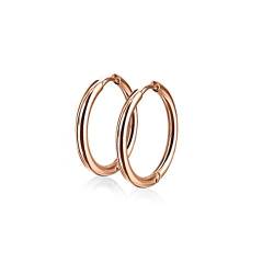 beyoutifulthings Damen 1 Paar Creolen Ohringe Ohr-ringe Set Ohr-stecker Edelstahl Chirurgenstahl Klickverschluss Seamless Line roségold 10mm von beyoutifulthings