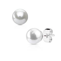 beyoutifulthings Damen 1 Paar Ohringe Ohr-ringe Set Ohr-stecker Edelstahl Chirurgenstahl 3 mm Perle perlmut von beyoutifulthings