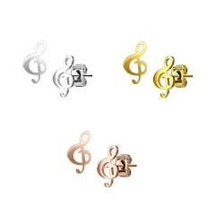 beyoutifulthings Damen 3 Paar funkelnde Ohringe SET GROSSER NOTENSCHLÜSSEL 6,5x12 mm Ohr-ringe Ohr-stecker Chirurgenstahl Silber Roségold Gold von beyoutifulthings