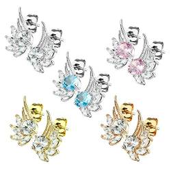 beyoutifulthings Damen 5 Paar ZIRKONIA ENGELS-FLÜGEL Ohringe Ohr-ringe Schmuck Ohr-stecker Chirurgenstahl Silber Gold Roségold Multicolor von beyoutifulthings