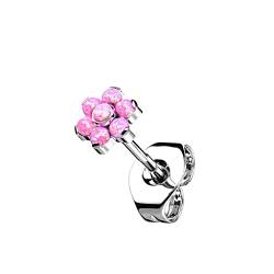 beyoutifulthings Push-In Damen Ohr-Stecker Titan-ium Grad 23 Opal Blume Ohr-ringe Ohringe Silber Pink 5-mm von beyoutifulthings