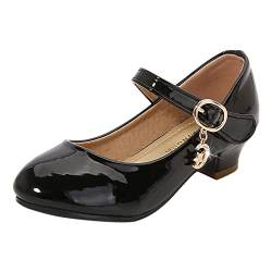 Prinzessin Schuhe Mädchen Stöckelschuhe mit Schnalle Ballettschuhe Lackschuhe mit Absatz Runde Zehenschnalle Kleid Schuhe Mary Jane Schuhe Hochzeitsschuhe Festschuhe Mädchen Pumps von biJerou