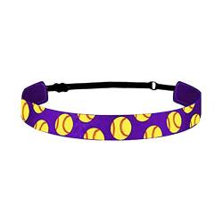 Zopfbänder Damen Mädchen-Baseball-Softball-Sport-Haarband, elastisch, rutschfest, Haarband, Lauf-Stirnband, Haar-Accessoires Haarreif Hellblau (Purple, One Size) von biJerou