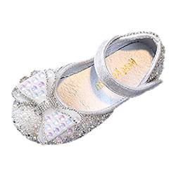 biJerou Prinzessin Schuhe Mädchen Perle Strass Glänzende Hochzeitsschuhe Festschuhe ELSA Glitzer Sandalen Partys Hochzeiten Klett Sandalen Solide Rutschfeste Casual Kleid Schuhe Mädchen Boots von biJerou