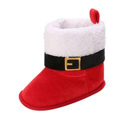 biJerou Schneestiefel Baby Weihnachtsmann Stiefel Lauflernschuhe Rutschfeste Wanderschuhe Warme Weich Bequem Bodenschuhe Thermostiefel Winterstiefel Babyschuhe Cute Kinderstiefel von biJerou