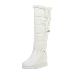 biJerou Schneestiefel Damen Cute Hohe Stiefel mit Weich Dicke Sohle Rutschfeste Outdoor-Stiefel Verdickte Winterstiefel Warme und Bequeme Lange Stiefel Wasserdicht Stiefel Damen Lederstiefel von biJerou