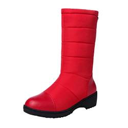 biJerou Schneestiefel Damen Rutschfeste Outdoor-Stiefel Mittlere Stiefel Gepolsterte Winterstiefel Warm Winterschuhe Freizeitstiefel Warme Snow Boots Baumwollschuhe Damen Winterboots von biJerou