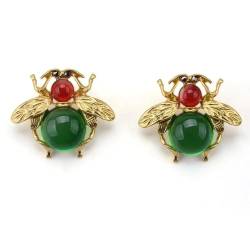 Ohrringe Ohrstecker Damen Schmuck Earrings Bienenförmige Ohrringe Mit Rot-Grünen Frauenohrringen von bicup