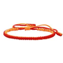 bicup Armband Armreif Schmuck Herren Frauen Bracelets Bracelet Jewellery Tibetisch-Buddhistische Armbänder Armreifen Für Frauen Männer Handgemachtes Seilarmband Orangerot von bicup