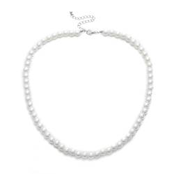 bicup Halskette Ketten Schmuck Herren Frauen Anhänger Necklace Perlen Kurze Choker Halskette Für Männer Weiß Perlen Am Hals Accessoires von bicup