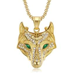 bicup Halskette Ketten Schmuck Herren Frauen Anhänger Necklace Wolf Kopf Anhänger Halsketten Männliche Tier Halskette Für Männer von bicup