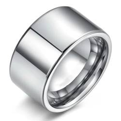 bicup Ring Ringe Damen Bijouterie Herren 12Mm Einfacher Männerring Geeignet Für Ehemänner Ringe Hochzeitsfeier 7 Silber von bicup