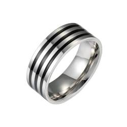 bicup Ring Ringe Damen Bijouterie Herren 8Mm Einfache Frauen Schwarz Gestreift Ring Männer Fingerspitze Ring Paar Punk Ehering 11 Silber von bicup