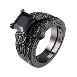 bicup Ring Ringe Damen Bijouterie Herren Frauen Ring Schwarz Herz Verlobung Eheringe Paar Ringe 6 Schwarz von bicup