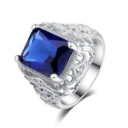 bicup Ring Ringe Damen Bijouterie Herren Großzügiger Blauer Ring Weibliches Mädchen Hohle Blume Verlobungsring Weiblicher Ehering 6 Blau von bicup