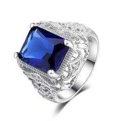 bicup Ring Ringe Damen Bijouterie Herren Großzügiger Blauer Ring Weibliches Mädchen Hohle Blume Verlobungsring Weiblicher Ehering 9 Blau von bicup