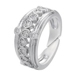 bicup Ring Ringe Damen Bijouterie Herren Herz Frauen Ringe Verstellbarer Paar Verlobungsring Silber von bicup