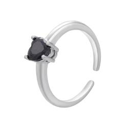 bicup Ring Ringe Damen Bijouterie Herren Herz Ringe Für Frauen Offene Ringe Hochzeitsfeier Silberschwarz von bicup