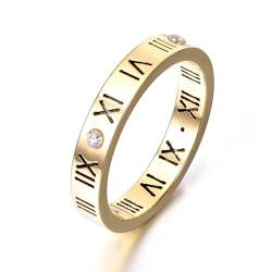 bicup Ring Ringe Damen Bijouterie Herren Klassischer Römischer Ziffern-Verlobungsring Für Frauen Eheringe 9 R17158G von bicup