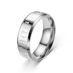 bicup Ring Ringe Damen Bijouterie Herren Rune Männer Ring Für Männer Geschnitzt Hochzeit Verlobungsring Unisex 11 Silber von bicup